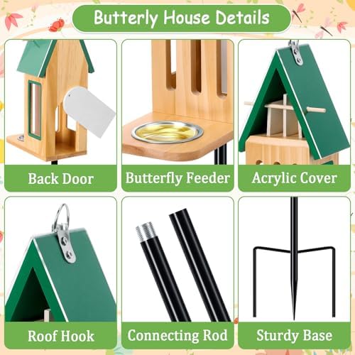 New Upgraded Butterfly House and Feeder for Outside Wooden Butterfly House - Image 3
