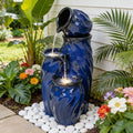 29" Ceramic Water Fountain Outdoor, 4-Tier Dynamic Wavy Design, LED by Ultym