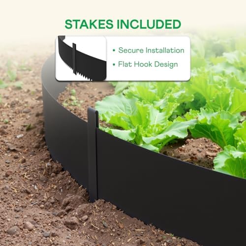 IDZO Black Metal Landscape Edging 8" H, Weather-Resistant Steel Garden Border, Flexible Lawn Barrier, Easy Installation for Flower Beds, Paths, Driveways, and Outdoor Spaces - 6 Pieces - Image 4