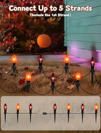 10 Pack Halloween Pathway Stake Lights,19.5ft Halloween Party Decor Walkway Lights with C9 Clear Black&Orange Bulbs for Outdoor Lawn Patio Yard Walkway Garden,Waterproof Clear Black&Orange - Image 4