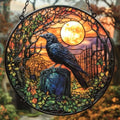 Raven on a Tomb Graveyard Acrylic Suncatcher by AVAGAN