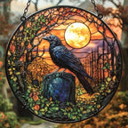 Raven on a Tomb Graveyard Acrylic Suncatcher by AVAGAN