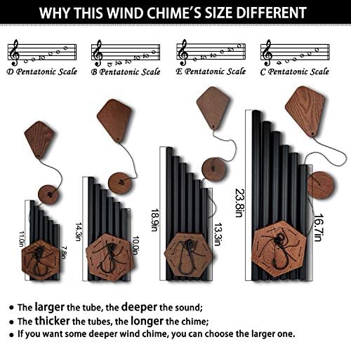 Memorial Wind Chimes 44 inch Black Deep Tone Sympathy Gift Patio Porch Home - Image 4