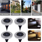 Solar Powered Disk Ground Lights Garden Grass Graden Outdoor Solar Spotlights Waterproof Lamp for Lawn Pathway Yard Driveway Step Walkway (12LED-4 Pack, Warm White Light) - Image 2