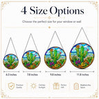 Cactus Glass Suncatcher Window Hangings, Desert Plant Stained Glass Decor, Green Succulent Sun Catcher for Room Balcony, Plant Lover Gift 9.8 - Image 7