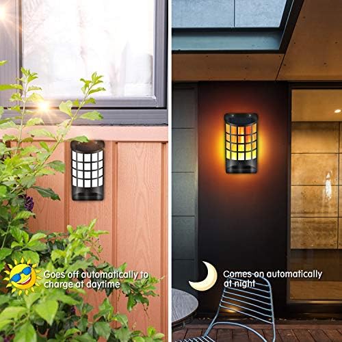 Aityvert Solar Flame Lights Outdoor, Waterproof Flickering Flame Solar Lights Dark Sensor Auto On/Off 66 LED Solar Powered Wall Mounted Night Lights Lattice Design for Patio Deck Driveway - Image 3