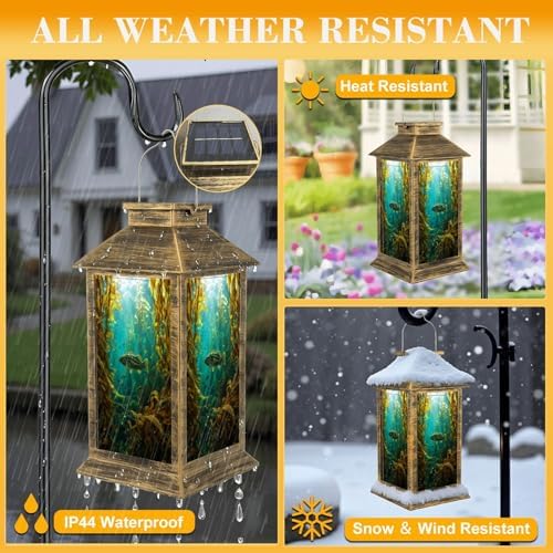 Solar Lantern Outdoor Waterproof Kelp Forest Sea Garden Decor LED Hanging Solar Lights Tabletop Lamp Gifts for Women Mom Outside Yard Patio Porch - Image 3