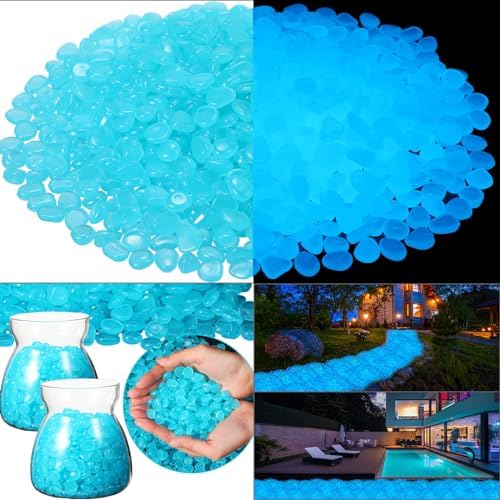 Landical 20000 Pcs Glow in the Dark Rocks Bulk Blue Garden Glow Rocks Outdoor Garden Glow in the Dark Pebble Glow in the Dark Stone for Walkway Backyard Landscaping Fish Tank Plant Decor by Landical