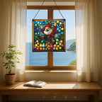 Ball Pit Gnome Joy Stained Glass Suncatcher – Square Hanging Window Panel for Home or Greenhouse – Whimsical Glass Art Gift for Garden Lovers, Christmas, Halloween, Father Days ShgGAQ - Image 6