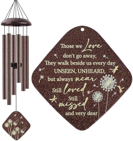Memorial Sympathy Wind Chimes for Outside Clearance, Dragonfly Wind Chimes for Loss of Loved One Mother Father for Bereavement/Condolence/Funerary Gift Idea,32inch Bronze by JMsuertes