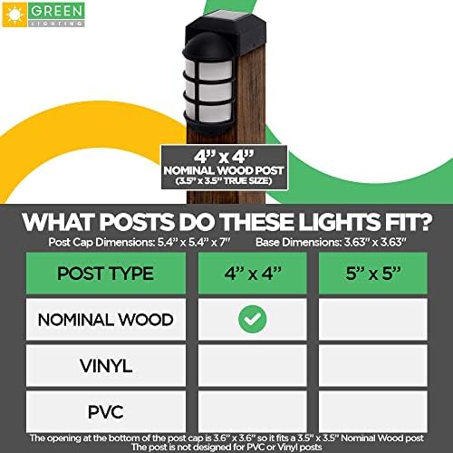 GreenLighting Marina Solar Post Cap Lights - Fits 4x4 Wood Outdoor Solar Powered Post Cap, Fence, Deck, Garden - Bright LED, Waterproof Nautical Lighting - Black 8 Pack - Image 3