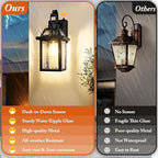 BesLowe 2-Pack Dusk to Dawn Outdoor Wall Lights with Water Ripple Glass - Image 4