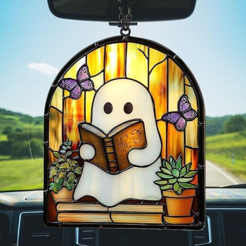 Funny Ghost Reading Book Acrylic Suncatcher - Image 5