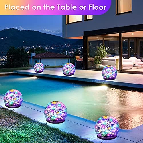 Solar Garden Lights, 4 Pack 120 LED Multicolor Cracked Glass Solar Outdoor Lights Decorative, Upgraded Waterproof Ball Lights for Yard Pathway Patio Lawn Christmas Outside Decor, 3.94 - Image 3