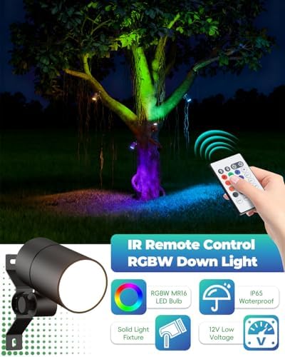 12V Low Voltage Landscape Light for Down Light Tree Lights, Remote Control RGBW MR16 LED Bulb, RGB+CCT Tunable 2700K-6500K, IP65 Waterproof Spotlight for Outdoor Garden Yard Fence (Black) - Image 3