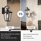 Outdoor Light Fixtures Wall Mount, Waterproof Exterior Wall Lanterns with Glass, Outside Wall Sconces, Front Porch Lights for House Garage Doorway Patio (Black, Clear Glass) - Image 6