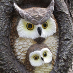 Yosoo Owl Tree Hugger Garden Statue Tree Face Decor Hole Hanger Animal Sculpture with Handmade Resin Mom Baby Owl Design for Outdoor Yard Garden Decoration - Image 3