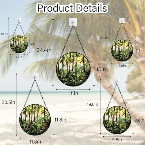 Bamboo Forest Stained Glass Window Hanging Suncatcher Gifts for Women 9.8" - Image 6