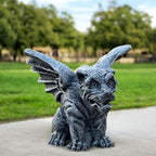 OLOMA Fantasy Guardian Gargoyle Concrete Garden Statue Outdoor Lawn Ornament Gothic Mythical Beast Sculpture Handmade Cement Yard Decor Patio Porch Halloween Fantasy Creature Figure by OLOMA