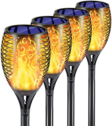 EOYIZW Solar Lights Outdoor 4 Pack, 99 LEDs Solar Torch Light with Flickering Flame- IP65 Waterproof Solar Garden Lights, Solar Powered Outdoor Lights for Porch Yard Patio Halloween Decorations by EOYIZW