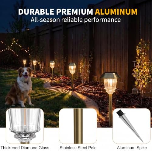 XMCOSY+ Solar Pathway Lights Outdoor, 10-40 LM Solar Garden Lights, 4 Pack - Image 3