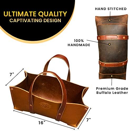 Woodman's Pal Buffalo Leather Tote Tool Bag For Hand Tools, Gardening, Outdoorsmen, Heavy Duty Premium Storage Leather Organizer (Golden Brown) - Image 2