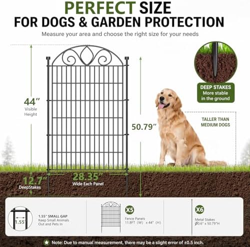 No Dig Garden Fence Outdoor for Yard, 5 Panels with Gate - Image 2