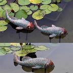 Set of 2 Antique Koi Fish Statue, Outdoor Garden Sculpture for Patio, Backyard, Pond, and Home Decor - Image 3