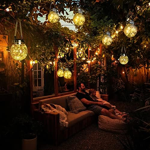 ROSHWEY Solar Lantern, 2 Pack Outdoor Lanterns with 30 LED Waterproof Garden Decor Patio Solar Lights Outdoor Decorative Backyard Outdoor Hanging, Warm Light - Image 3