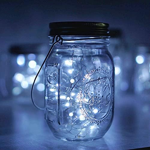 Solar Mason Jar Lights, 12 Pack 30 LED Waterproof Lid Light with Hangers (No Jar), Fairy Firefly Outdoor String Lights for Regular Mason Jar, Patio, Yard, Garden, Wedding Decoration (Cold White) - Image 3