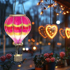 TERESA'S COLLECTIONS Hot Air Balloon Solar Lantern for Valentines Day Garden Decor,Hanging Flickering Flame Outdoor Lights for Trees, Pink Decorations for Party Gift for Mom - Image 3