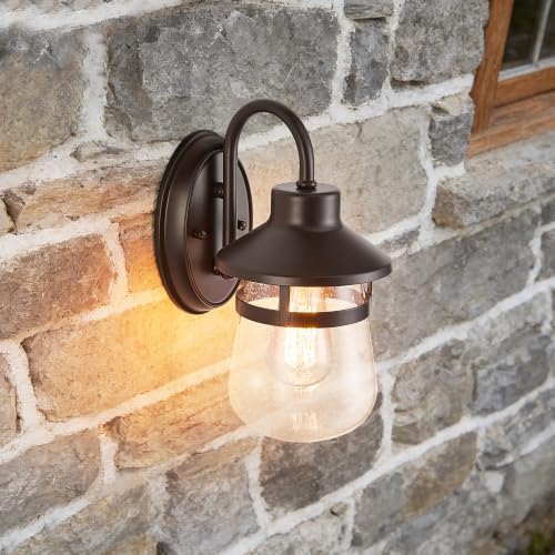 Tarentlight Outdoor Wall Sconce with Clear Seeded Glass Shade,Waterproof Exterior Fixture in Oil Rubbed Bronze Finish,Suit for Wet Locations,Easily Installed in Porch Patio Entryway,Doorway,Corridor - Image 3
