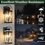 22inch Large Dusk to Dawn Outdoor Wall Lights Fixtures, Waterproof Exterior Lighting Fixtures with Photocell Sensor,Vintage Black Metal Cage Lantern Outside Lights for Porch Patio House Garage（2 Pack） - Image 7