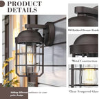 Emliviar Farmhouse Wall Mount Outdoor Lighting, Nautical Exterior Light Fixture Metal with Clear Glass, Outside Light in Oil Rubbed Bronze Finish for Garden & Porch, GE255BL ORB - Image 2