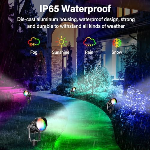 8 Pack Low Voltage Landscape Lights, Color Changing RGBW Spotlights - Image 2
