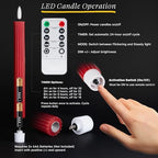 6 Pack, 10" LED Flameless Real Wax Red Fluted Ribbed Grooved Taper Candles, Remote & 24h Timer Memory, On/Off Button, Dimmable, Flicker Mode, Battery Operated, Wedding - Image 4
