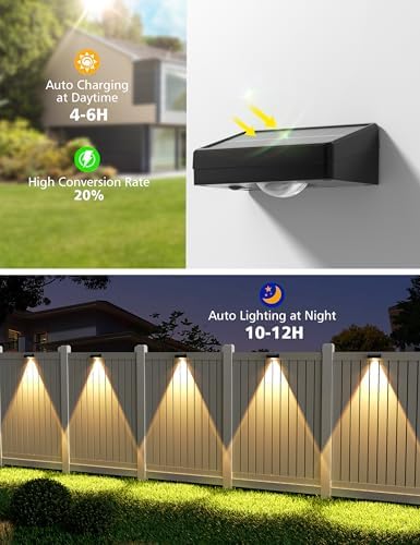 VOLISUN Solar Fence Lights Outdoor 12 Pack, 3 Color Temperature Solar Light - Image 4