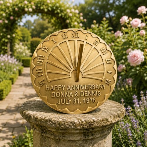Personalized Bronze Sundial, Custom, Engraved Garden Decor, Wedding Keepsake, Outdoor Sundial (Brass, 8 Inch) - Image 2