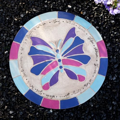 Kunovo Outdoor Stepping Garden Stones, Exquisite Path Decorative Stone with Sun Butterfly Flower Dragonfly Pattern, Backyard/Pathway Landscaping Decor (Size : Butterfly), 58741 by Kunovo