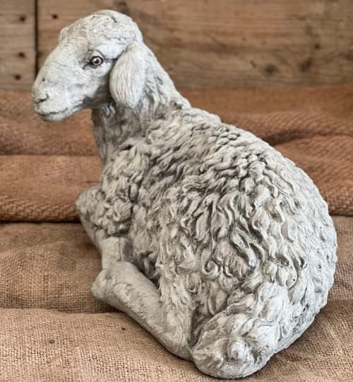 Lying Sheep Figure Realistic Lamb Yard Statue Stone Religious Figurine Ornament Decorated Sheep Statue for Garden - Image 3