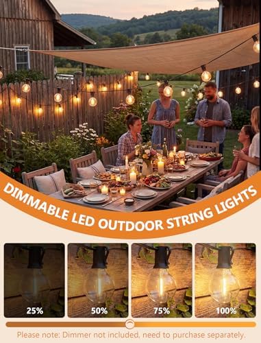 GOOTHY G40 LED Outdoor String Lights, 50Ft Patio String Lights Waterproof with 52 Shatterproof Globe Bulbs, Hanging Outdoor Lights for House Backyard Party Cafe Balcony Porch Christmas Decor, Black - Image 5