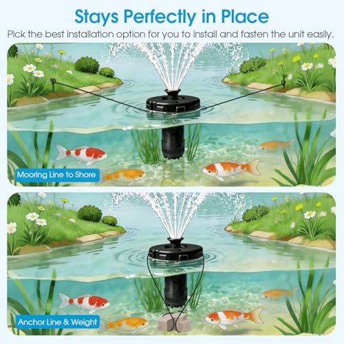 Antfraer 750W Floating Pond Fountain Aerator, 1HP Pond Aerator Fountain with Timer, 2 Nozzles, 110V 10FT Spray Height, for Large Pond Lake, Koi Fish Pond, Agricultural Irrigation, Pond Oxygenation - Image 7