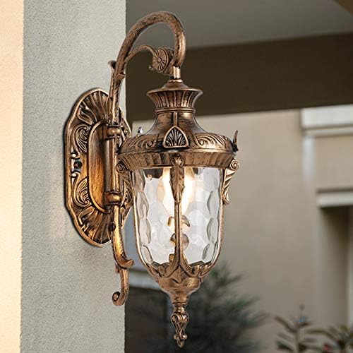 Bronze Outdoor Wall Light Fixture, Exterior Wall Lantern Waterproof Sconce Porch Lights Wall Mount with Hammered Glass Shade Outdoor Wall Sconce Exterior Barn Light Industrial Light Fixture for Hours - Image 2