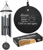 Corinthian Bells 27" Pet Memorial Wind Chime – Black – “Always Loved, Never Forgotten” with Engraved Pawprint – Soothing Sympathy Gift for Dog or Cat Loss & Remembrance by CorinthianBells