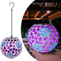 Mosaic Solar Lantern Outdoor Waterproof Glass Hanging Solar Lights, Purple by WonderSolar