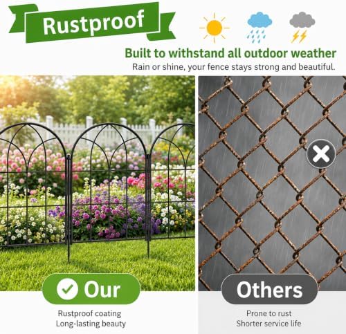 Decorative Garden Fence, 20 ft Rustproof No Dig Flower Bed Border 19 Pack - Image 4