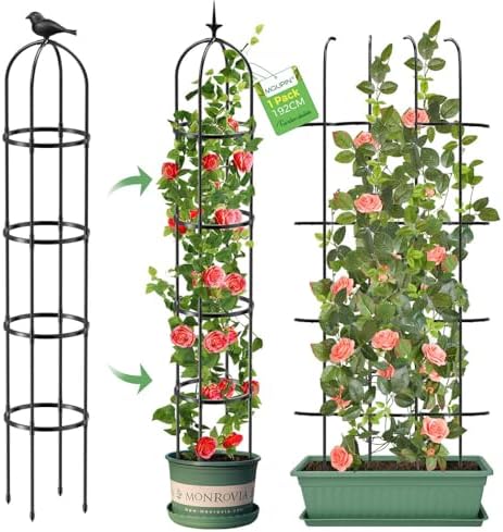 Tower Obelisk Garden Trellis for Climbing Plant，6.3FT/75.6" Rustproof Metal Potted Plant Climbing Support for Indoor Outdoor Flowers Vegetable Fruits Vines Support (2PCS) by MQUPIN