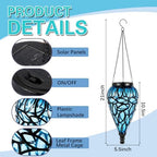 Tujoe 2 Pack Solar Hanging Lanterns Outdoor Lights, Blue - Image 2