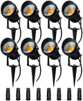 5W Low Voltage LED Landscape Lights,12V/24V AC/DC Landscape Lighting,Outdoor Lawn Tree Flag Spotlights with Spike Stand,IP65 Waterproof Garden Pathway Lights (8 Pack Warm White with Connector) by ELEGLO