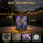 Solar Lantern Outdoor Waterproof Cherry Blossom Branch Pink Flowers Stained Glass Effect Style Blue Garden Decor LED Hanging Solar Lights Tabletop Lamp Gifts for Women Mom Outside Yard Patio Porch - Image 2